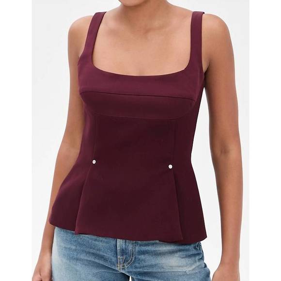 NEW STINE GOYA fitted waist top in aubergine - Picture 1 of 3